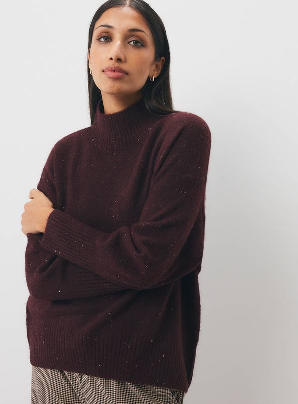 Dark Red High Neck Oversized Jumper XL